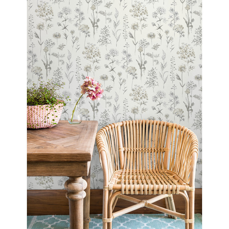Papier peint Bergamot Wildflower, Gris