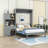 Queen Three Drawers Wooden Murphy Bed with LED Light, Wine Rack and Storage Cabinet-709573620