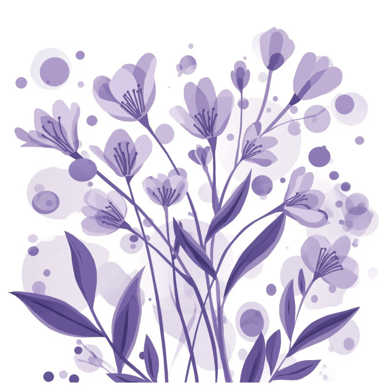 Purple Floral Blooms Bath Mat, 34in W x 21in L