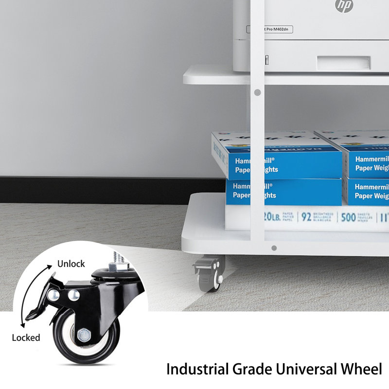 24''x20''x26'' Large Printer Table with Storage Shelf, 3 Tier Rolling Printer Cart with Wheels,Multifunctional Shelves for Home Office