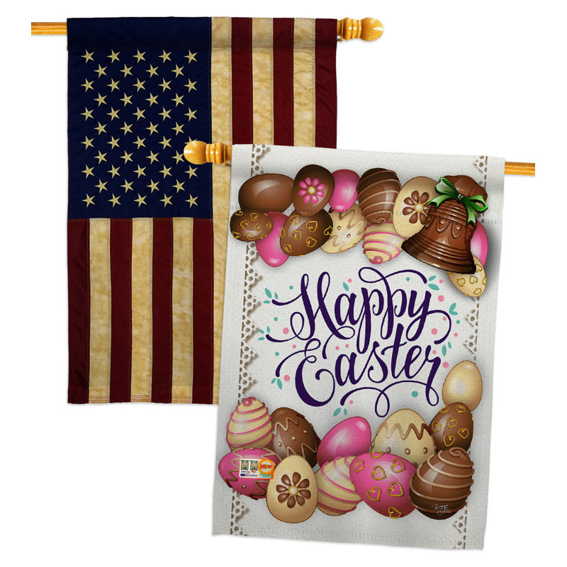 Ensemble de drapeaux de maison de Pâques au chocolat doux 28 x 40 pouces