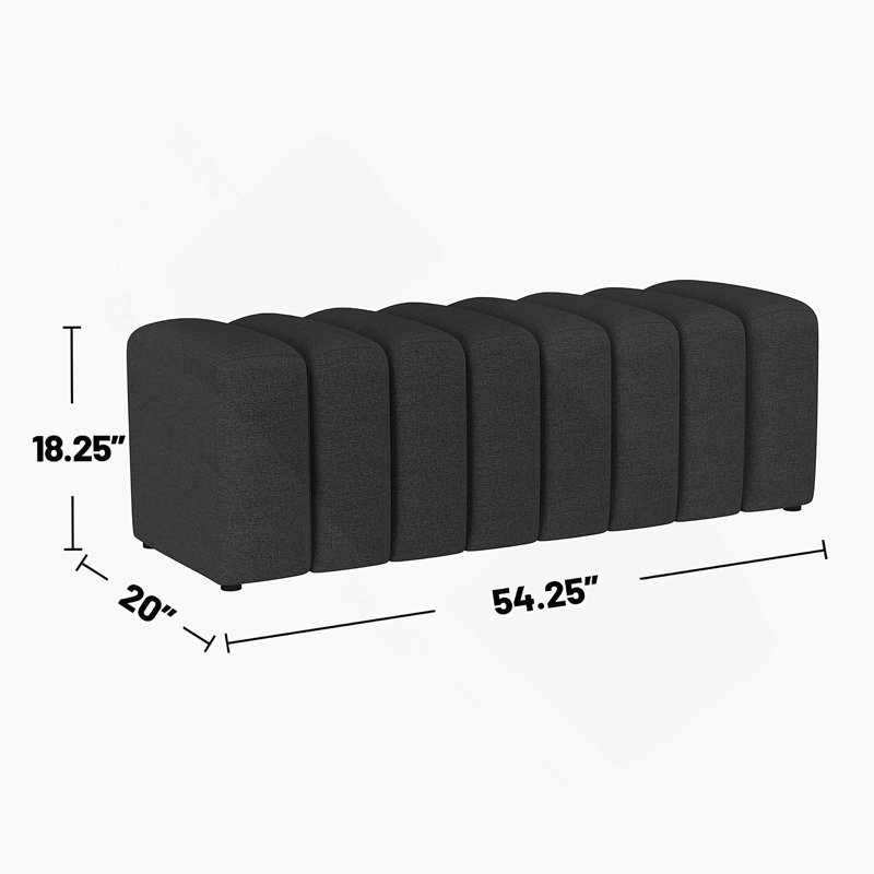 Banc d'appoint rembourré en tissu, Gris anthracite