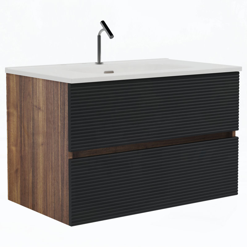 Meuble-lavabo 30 po avec lavabo, Noir / brun