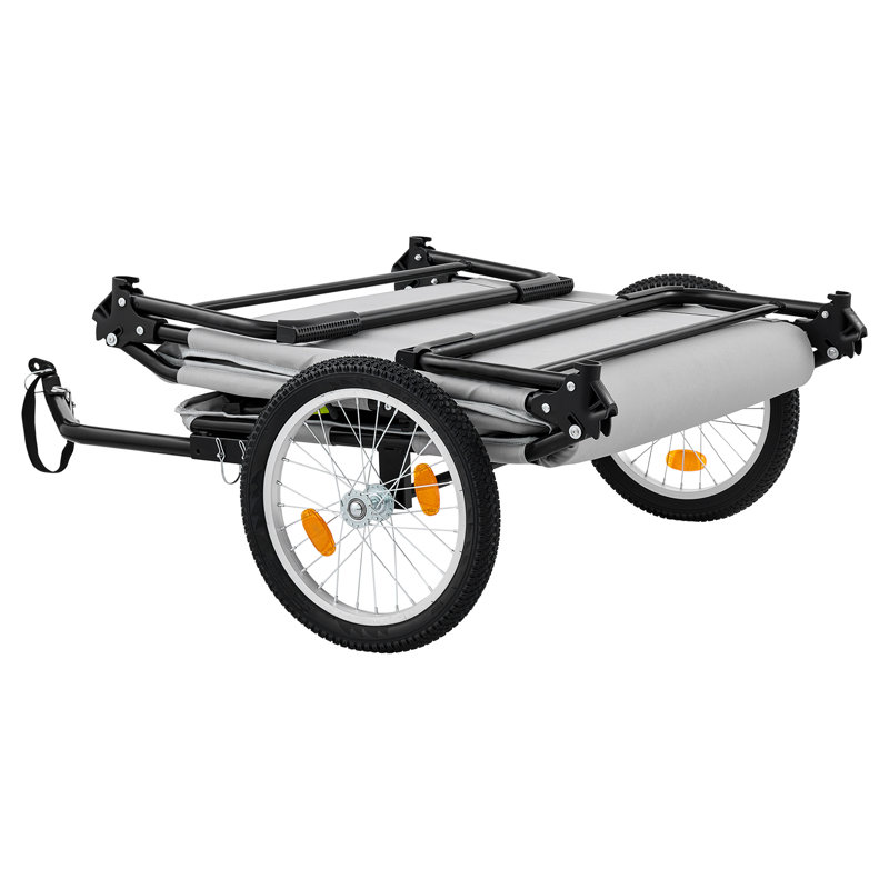 Chariot de vélo pliant pour camping-car 300 lb avec roues de 16 pouces, revêtement PU2000, structure en acier au carbone, installation rapide, convient aux roues de 22 à 28 pouces, pour le camping hors route et le fret