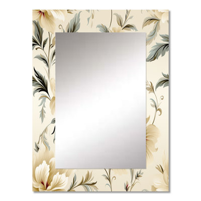 Ivey Minimalist Victorian Simplicity Victorian Pattern - Floral Large Wall Mirror, Cottage Unique Mirror, Printed Metal Art
