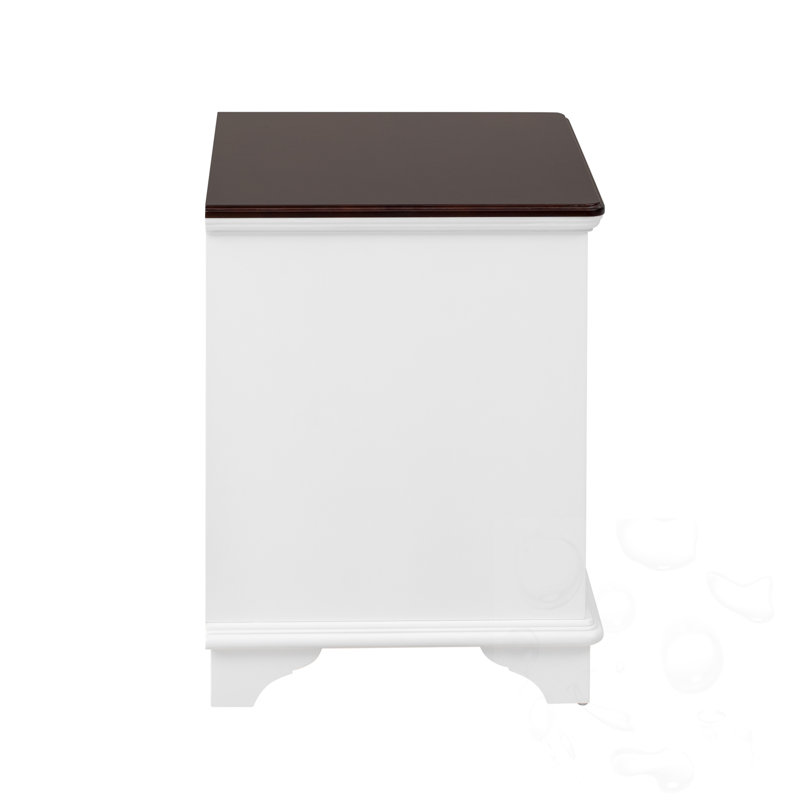Table de bout avec 2 paniers en gazon tissé et armoire, Blanc