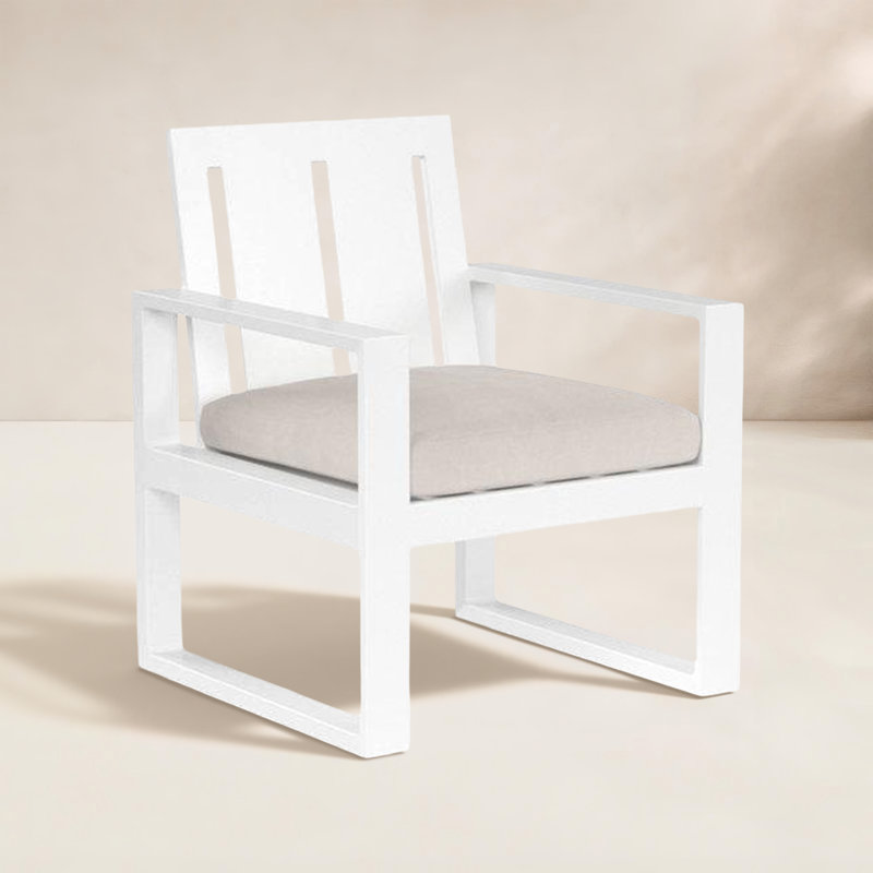 Chaise de patio avec coussin Camela, Toile Sunbrella® naturel