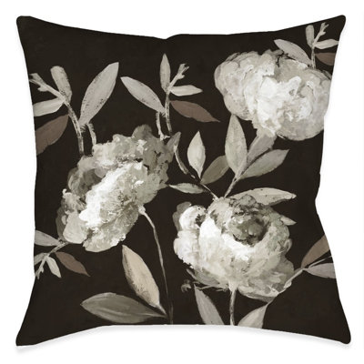 Coussin d'intérieur pivoines sur ébène