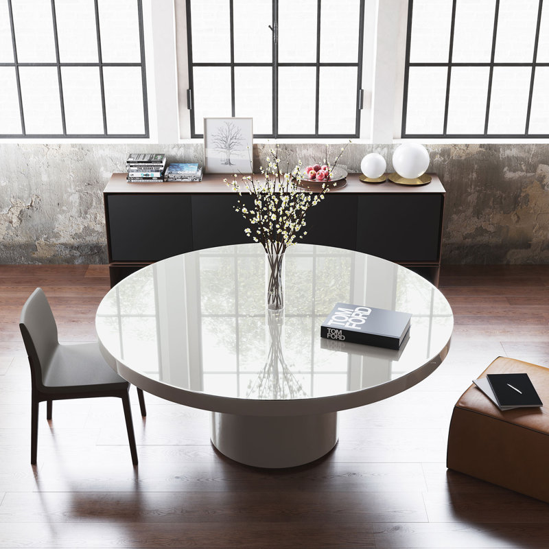 Berkeley Round Glass Dining Table, Gray