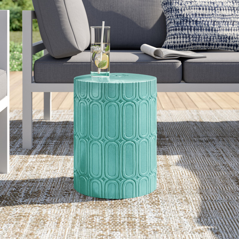 Tabouret de jardin en céramique Morgane, Bleu pâle