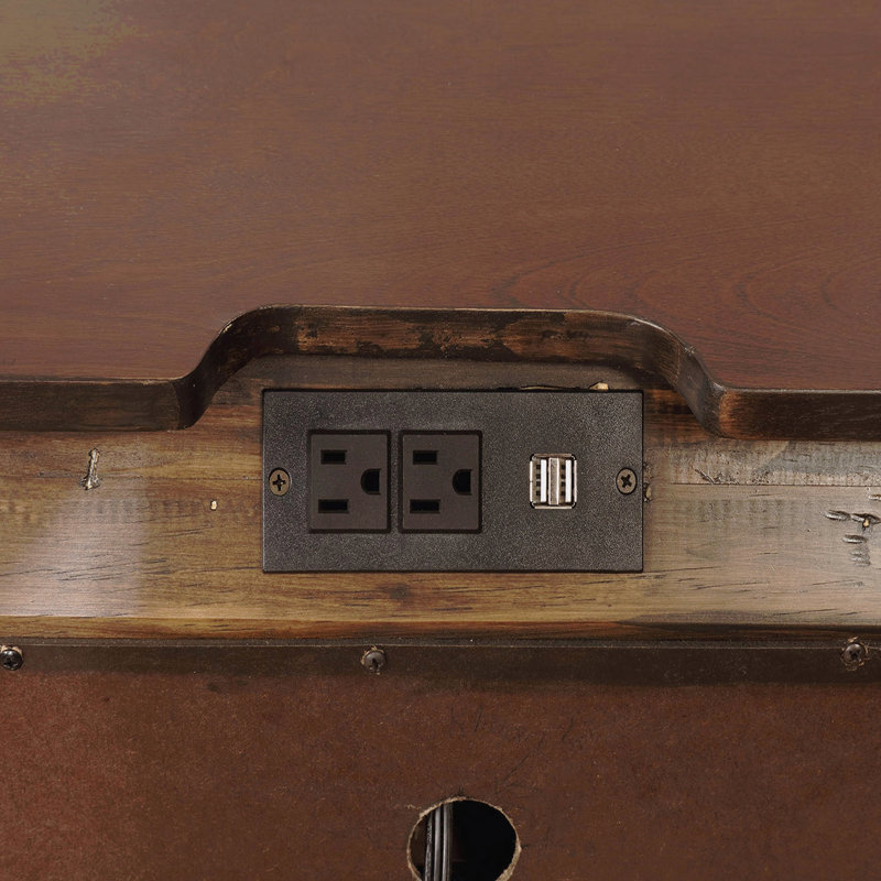 Table de chevet 3 tiroirs avec prise USB et prise de courant