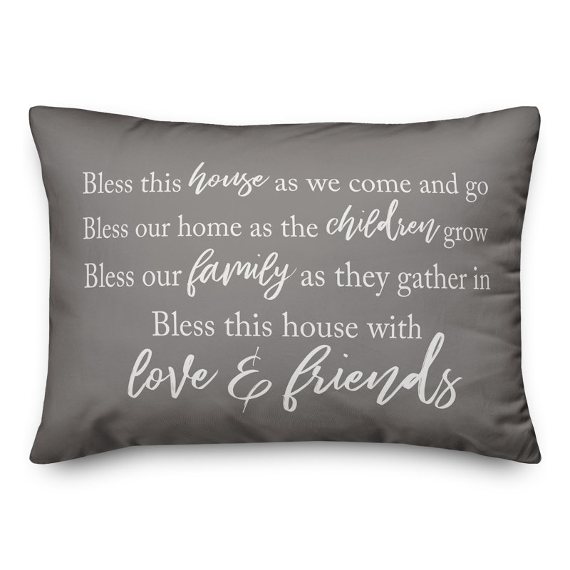 Coussin intérieur / extérieur Bless This House, H 14 po x l 20 po, Rectangle