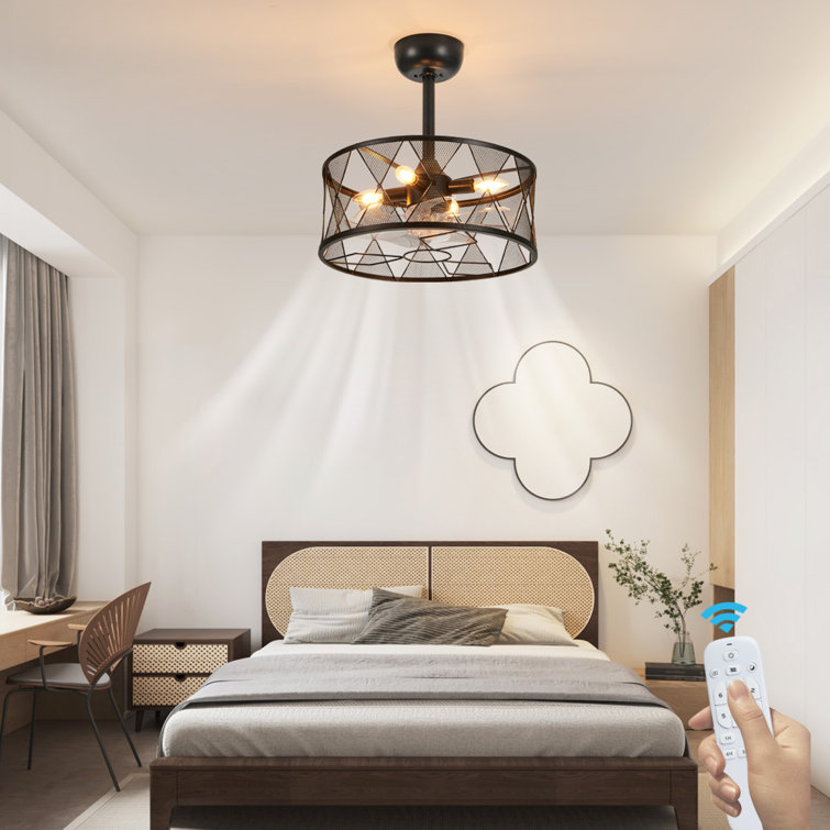 Modern Led Ceiling Fan Without Lights Dc Motor 6 Speeds Timing Fans 20cm  Low Floor Loft Remote Control Decorative Fan With Light