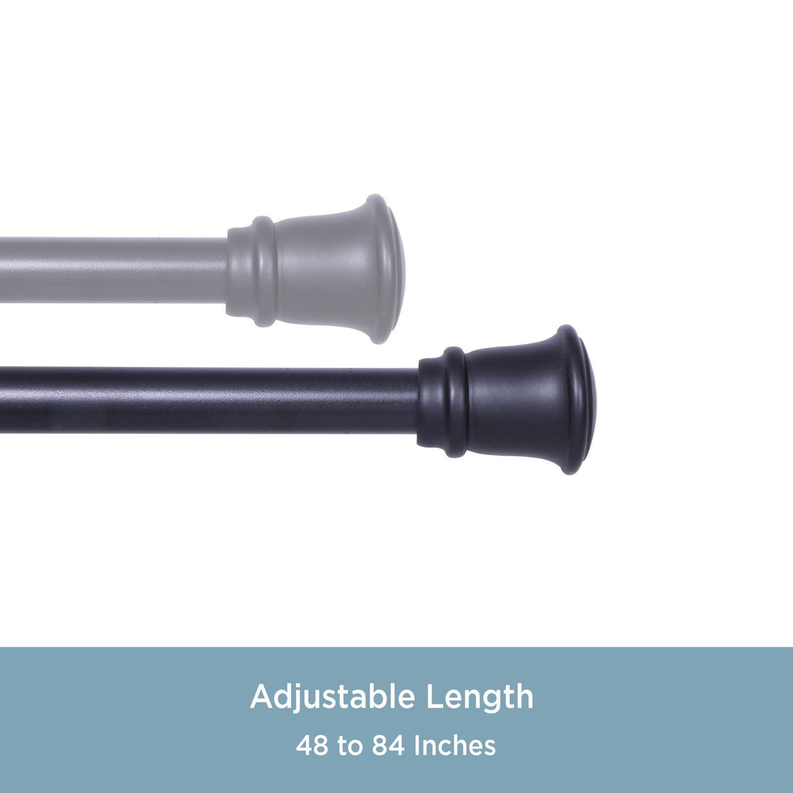 Lowri Trumpet Curtain Rod and Holdback Set, 48" - 84", Black