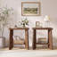 Table de bout rectangulaire en bois massif 23,6 po à 2 niveaux avec tablettes-575305339