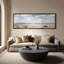 Art mural encadré - Paysage de désert ouvert avec ciel bleu et formes douces au pinceau - 16 po x 24 po, 24 po x 36 po-812237155-812237156