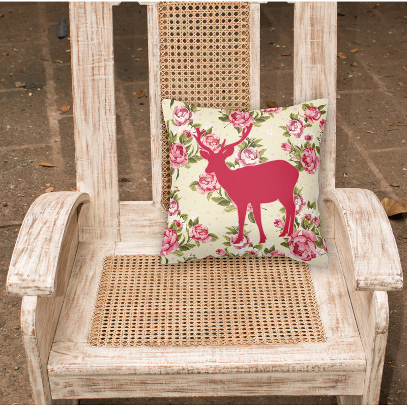  Coussin décoratif à motif floral roses 14 "Deer Shabby Elegance, Jaune clair
