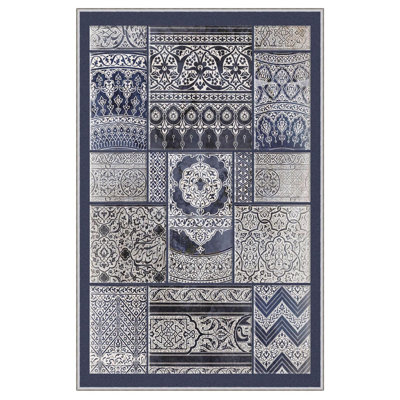 Tapis marocain rectangulaire blanc / gris tissé à la machine 2 pi x 3 pi 3 po Taha