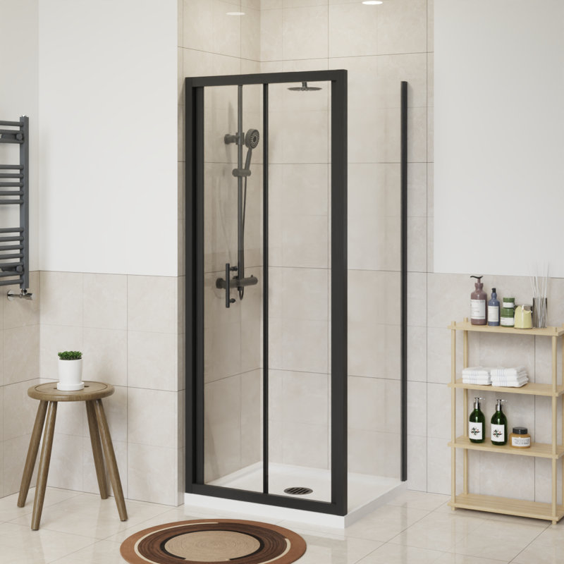 Sayhaan Bathroom Bi-Fold Door Enclosure - 1900 x 700 mm, Black