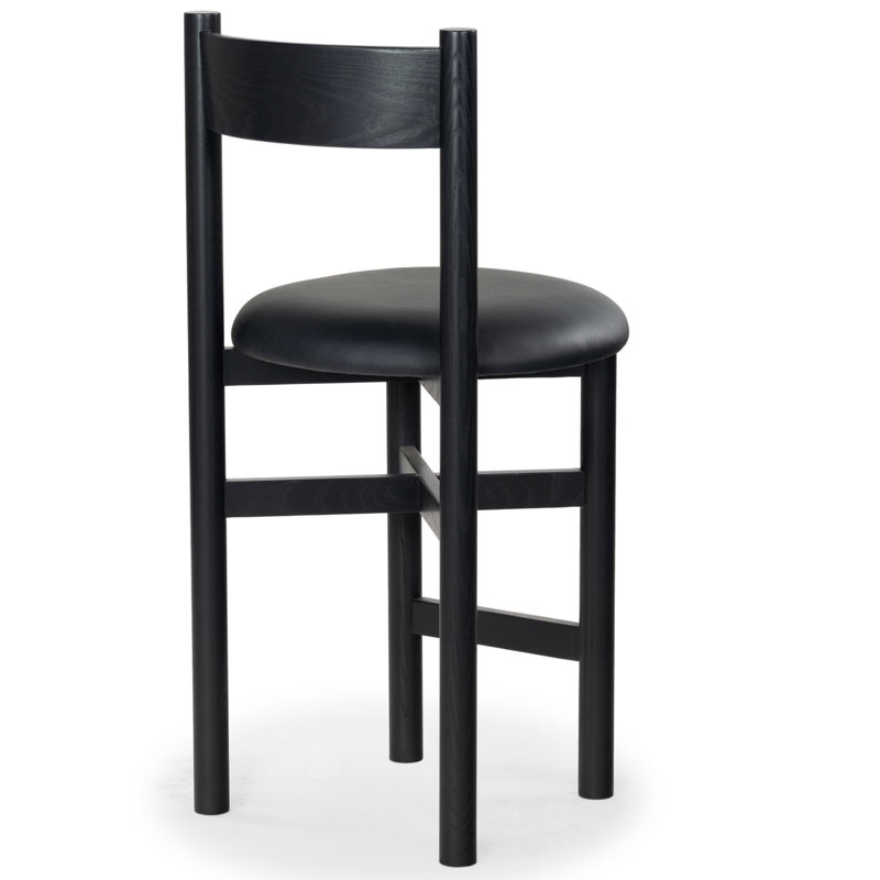 Tayla Leather Counter Stool, Black
