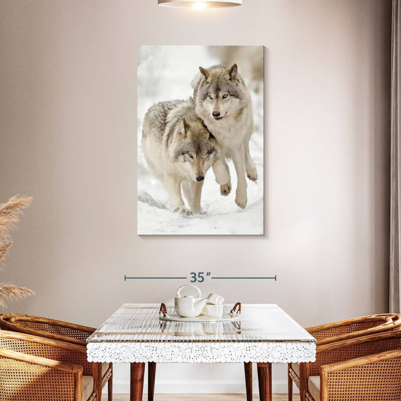 Brampt Playful Gray Wolves, 45" H x 30" W