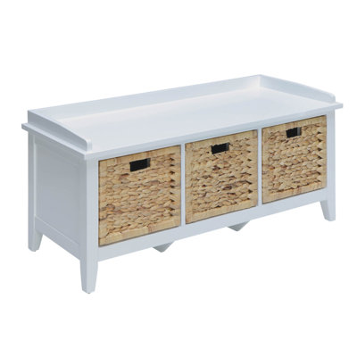 Beige And White Bench With 3-Drawer
