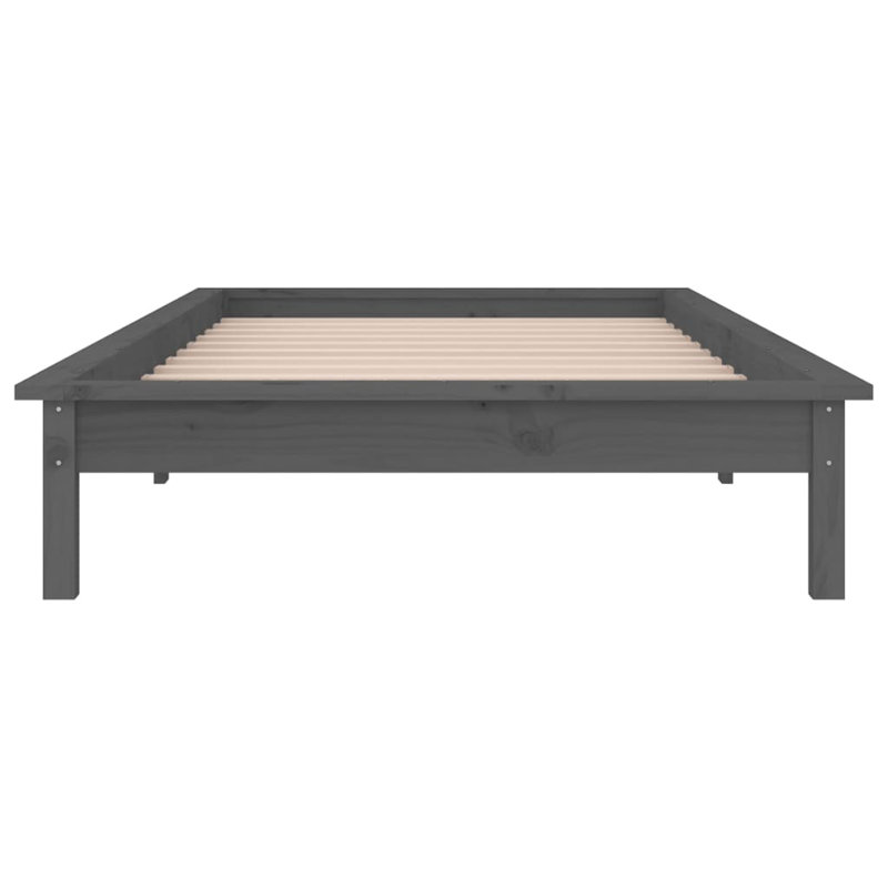 LED Bed Frame Solid Wood, 100 x 200 cm, grey