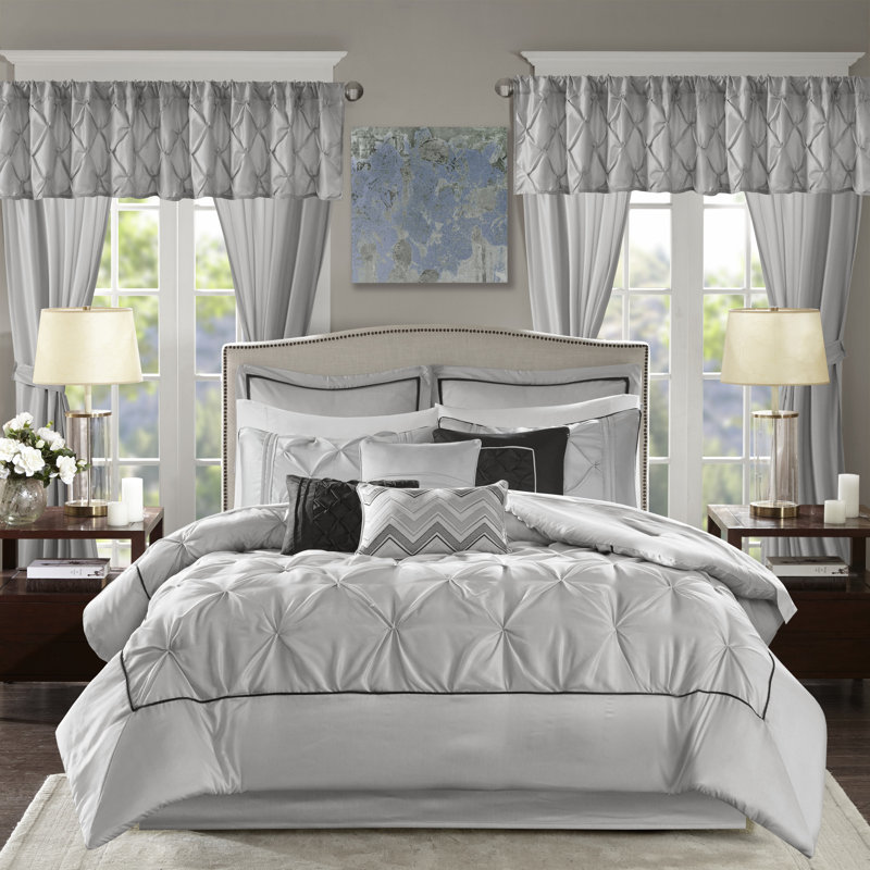 Joella 24 Piece Room in a Bag, Cal. King Comforter + 23 Additional Pieces, Gray