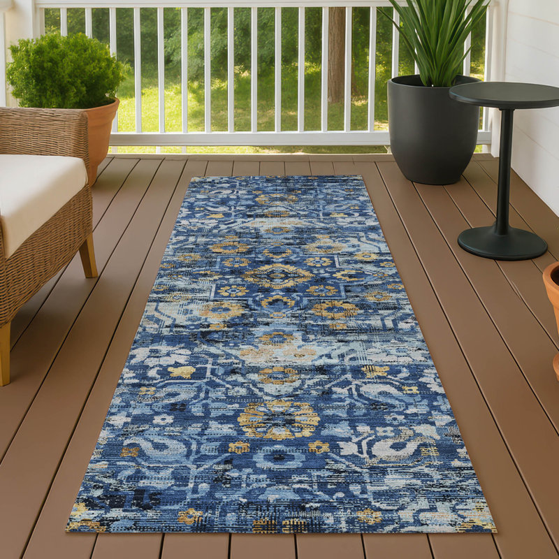 Tapis lavable à la machine intérieur / extérieur ACN2782 Global Chantille, Marine, Tapis de couloir 2 pi 3 po x 7 pi 6 po
