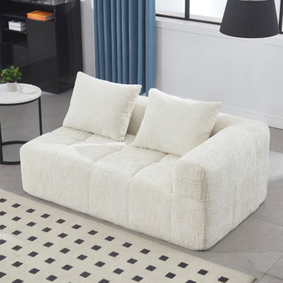 UNITED WE WIN Chenille Loveseat Sofa,Minimalist Modular Couches Sleeper For Living Room Bedroom Apartment Lounge