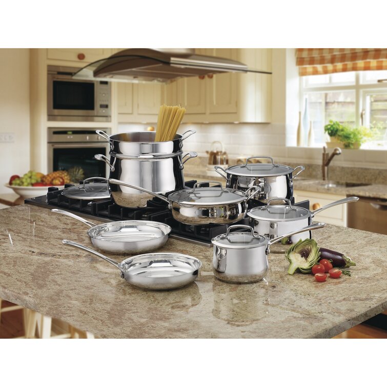 Calphalon 13-Piece Pots and Pans Set, Stainless Steel Kitchen Cookware with  Stay-Cool Handles and Steamer Insert, Dishwasher Safe, Silver