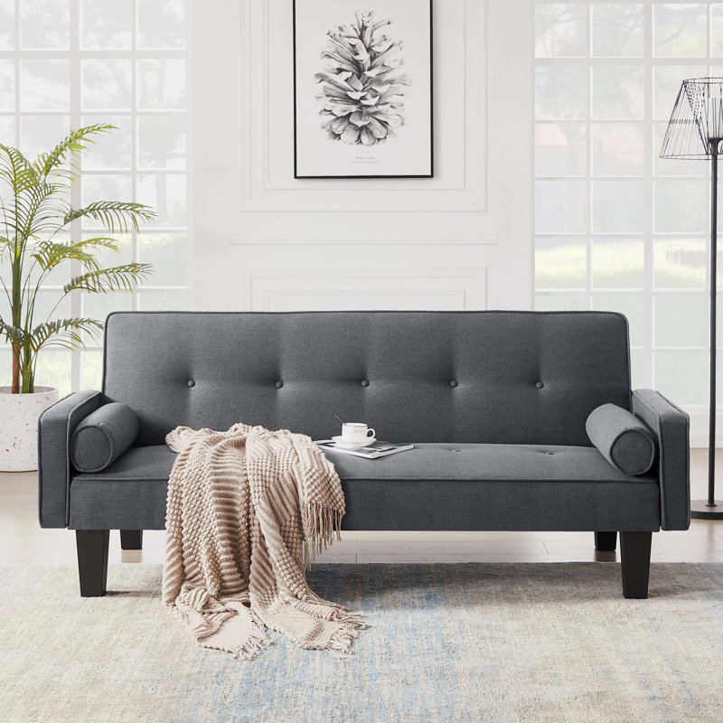 Convertible Folding Tufted Sofa Bed, Modern Sectional Sofa couch For Compact Living Space,sofas,couches, Dark Gray