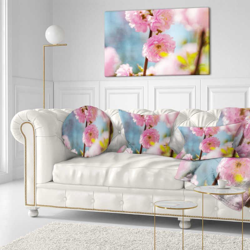 Coussin floral arbre à amande, 16 po x 1 po, Coussin décoratif