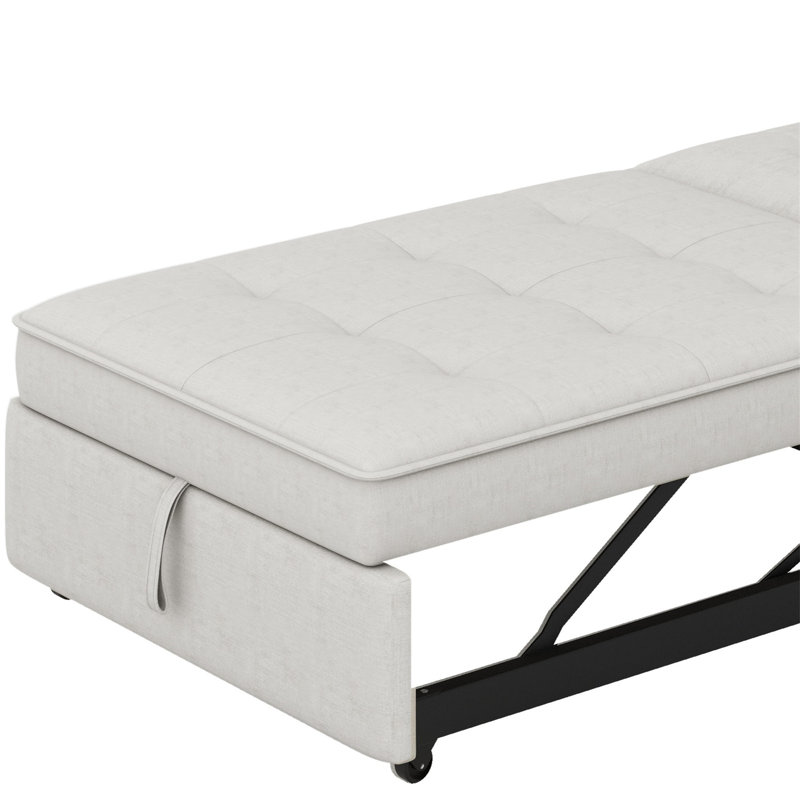 Multi-Function Folding Chair Bed With Storage Pocket And USB Port, White