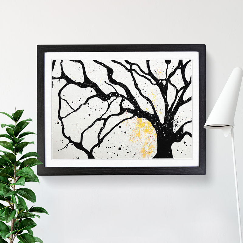 Bare Tree Splash Vol.1 Abstract - Single Picture Frame Painting, 46cm H x 64cm W x 2cm D, Black