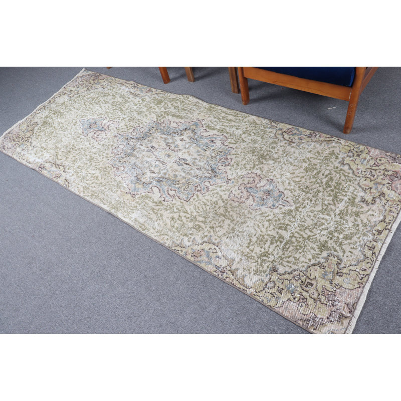 Tapis de couloir vintage turc Oushak pour couloir