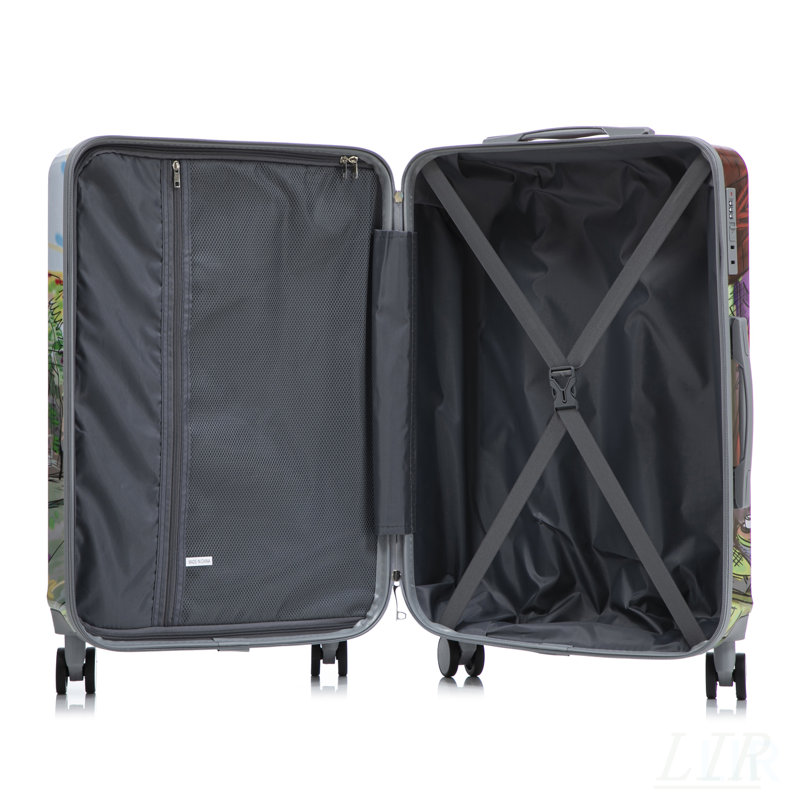 Ensemble de 3 valises à roulettes pivotantes durables avec motif imprimé et serrure à combinaison pour un voyage élégant