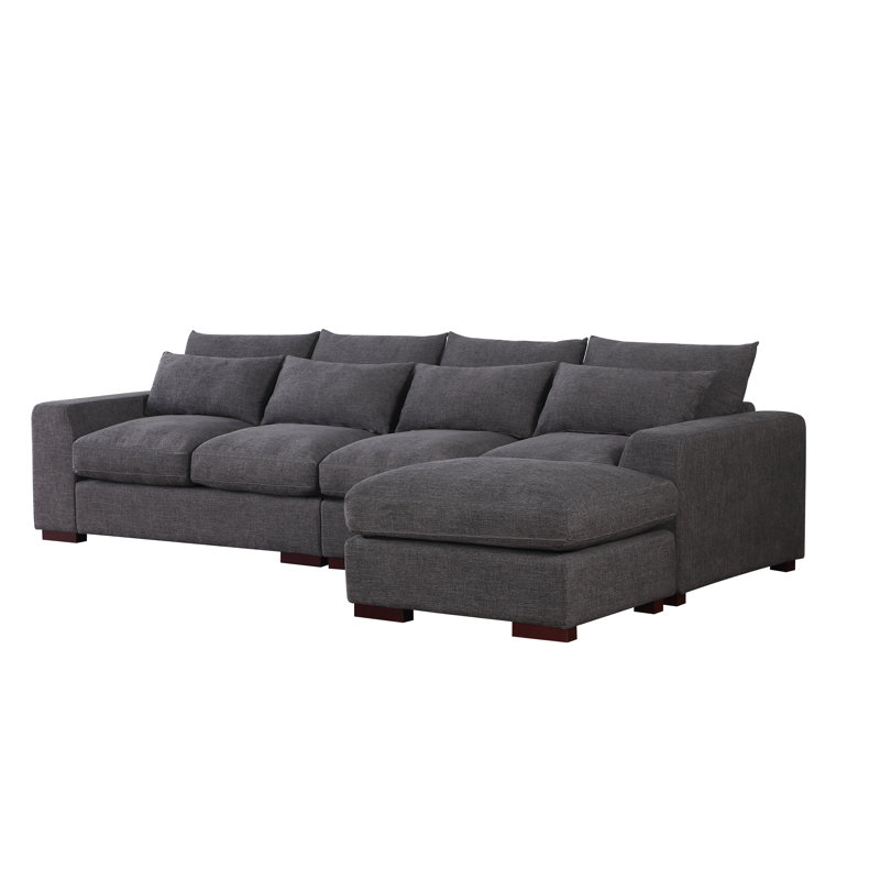 Forbestown Upholstered 123.24'' Sofa, Dark Gray Linen Bend