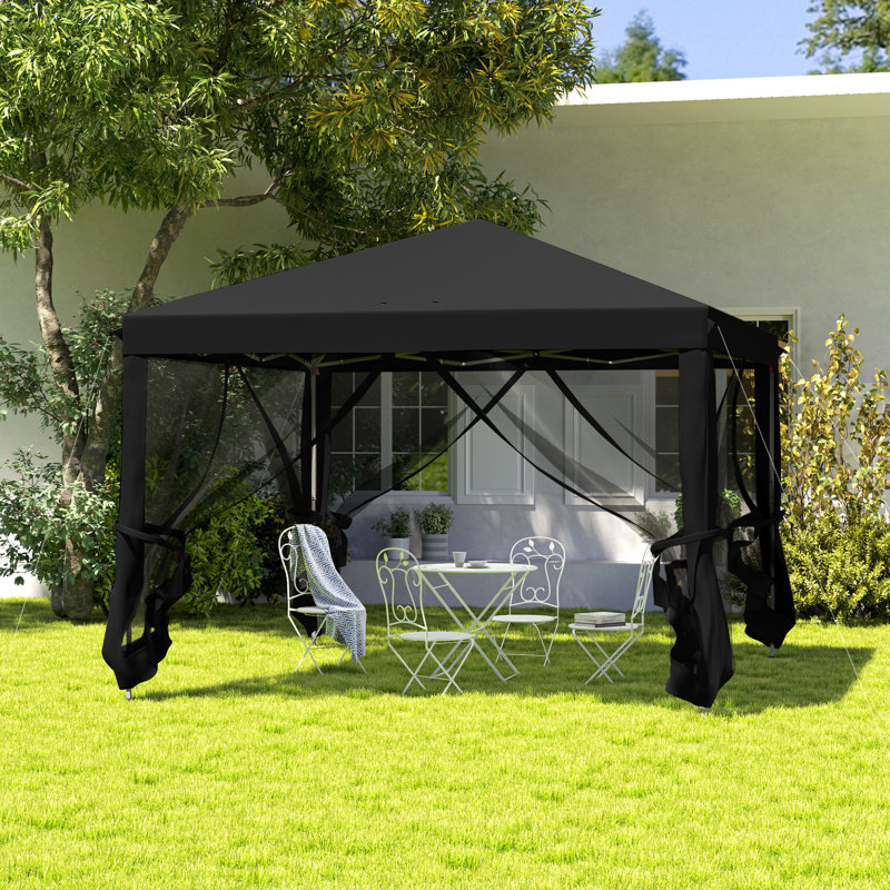 Pop Up 25 Ft. W x 25 Ft. D Metal Soft-top Canopy, Black