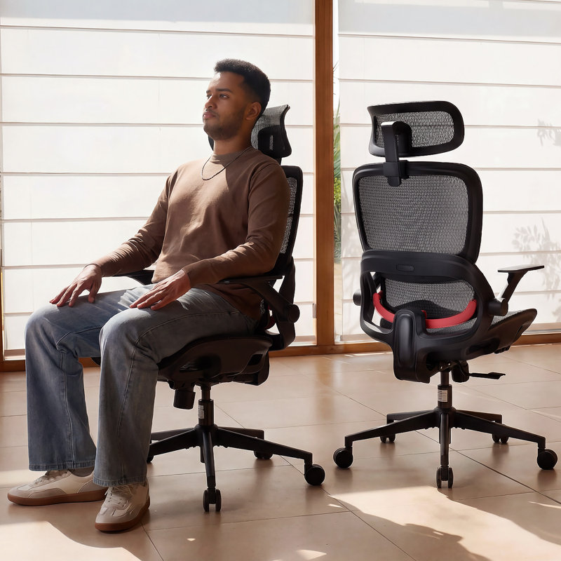  B100 Lite Ergonomic Office Chair | Adaptive Dynamic Lumbar Support, Extra Wide Headrest, Flip-Up Armrests, 90-135° Tilt Lock & Breathable Mesh Desk Chair for Office