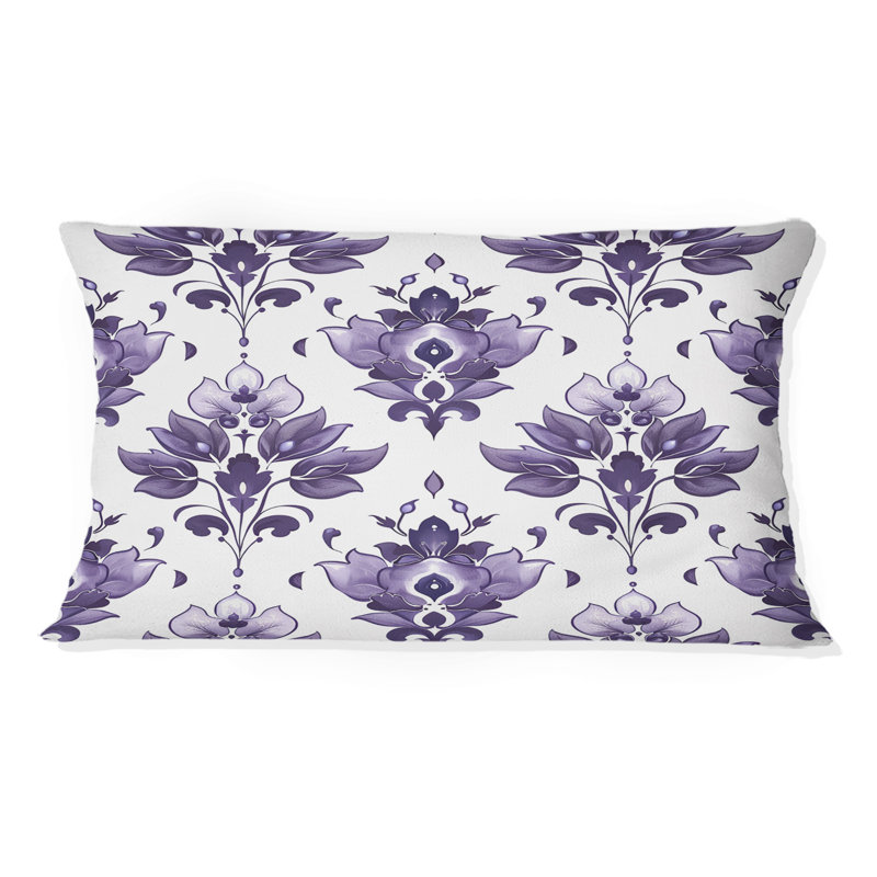 Coussin lombaire mauve blanc damassé Elegance I