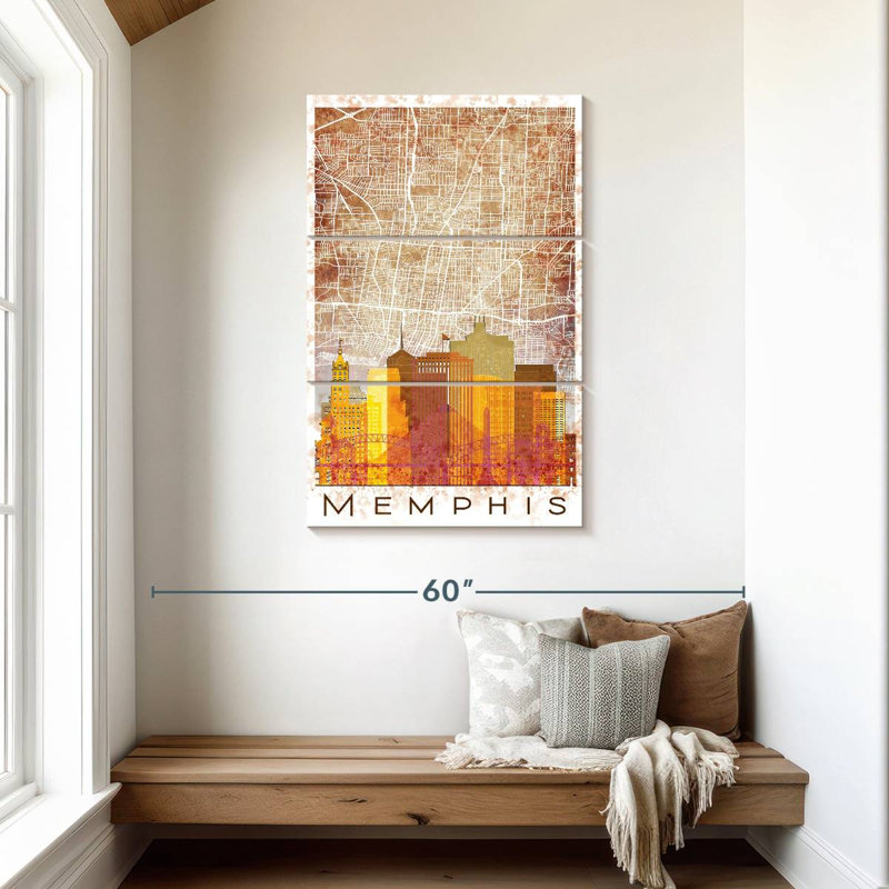 Memphis Skyline City Map, 45" H x 28" W