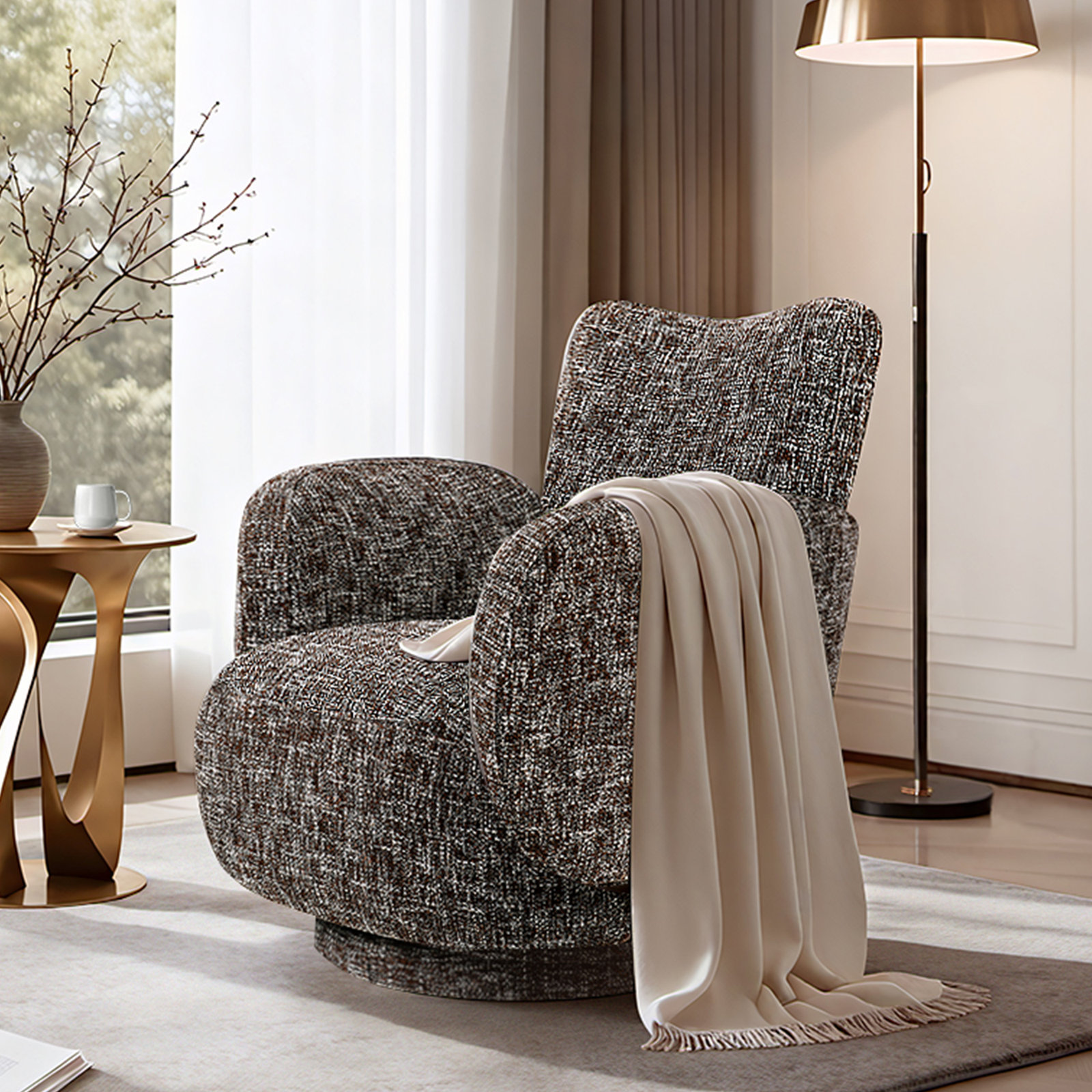 Maxine Wingback Upholstered Swivel Chair