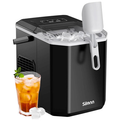 Ice Maker Countertop, Portable Ice Machine With Carry Handle, Self-Cleaning Ice Makers With Basket And Scoop, 9 Cubes In 6 Mins, Per Day, Ideal For Home, Kitchen, Camping, RV