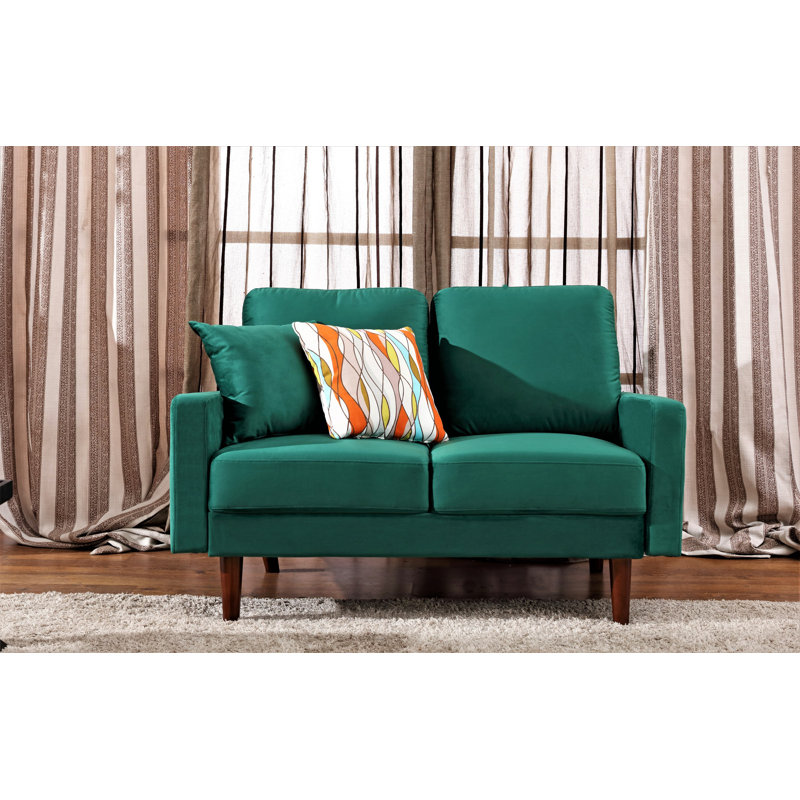 Camilo Upholstered 50.4'' Loveseat, Green Velvet