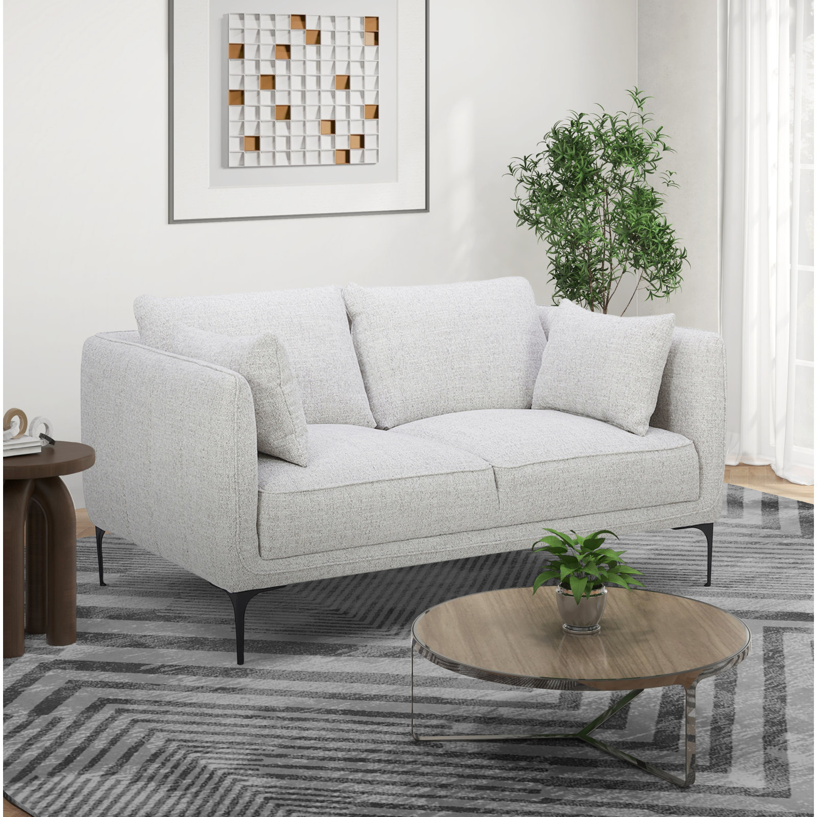 Rae 60'' Upholstered Loveseat, Gray Heathered