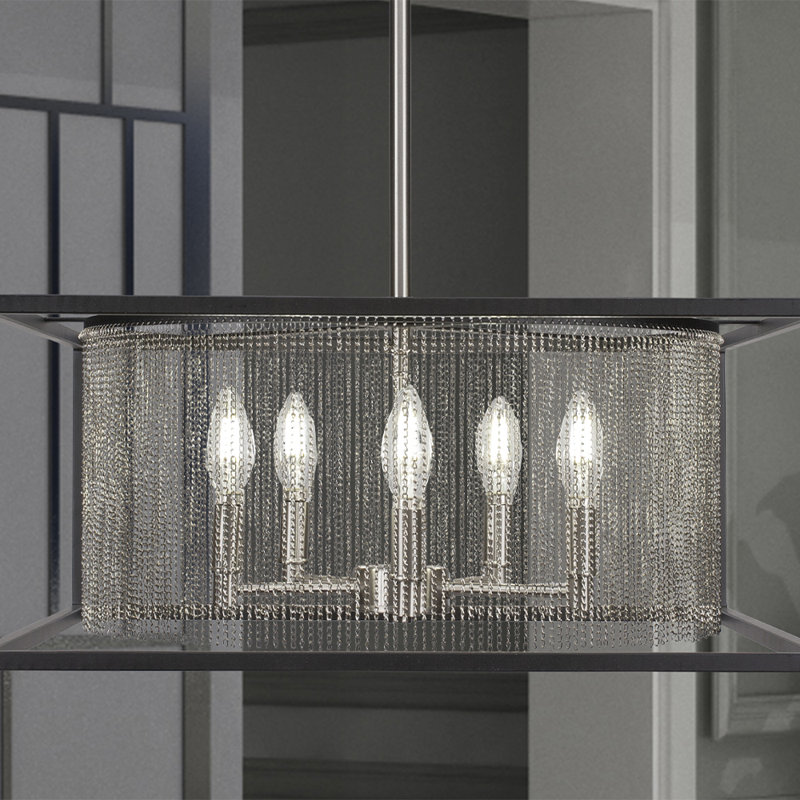 Cadina 5 Light Uplight Chandelier Shown In Matte Black & Brushed Nickel Finish