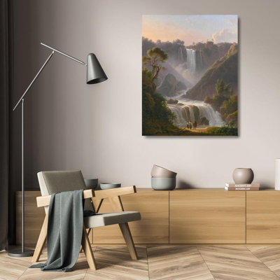 "A View of the Waterfalls at Terni With Figures in the Foreground" by  Martin Verstappen - Gallery Wrap Canvas Wall Art