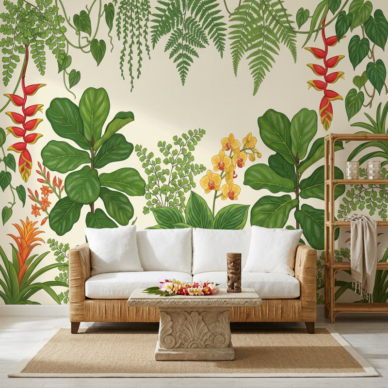 Papier peint botanique tropical, Peel and Stick, 200 po x 120 po