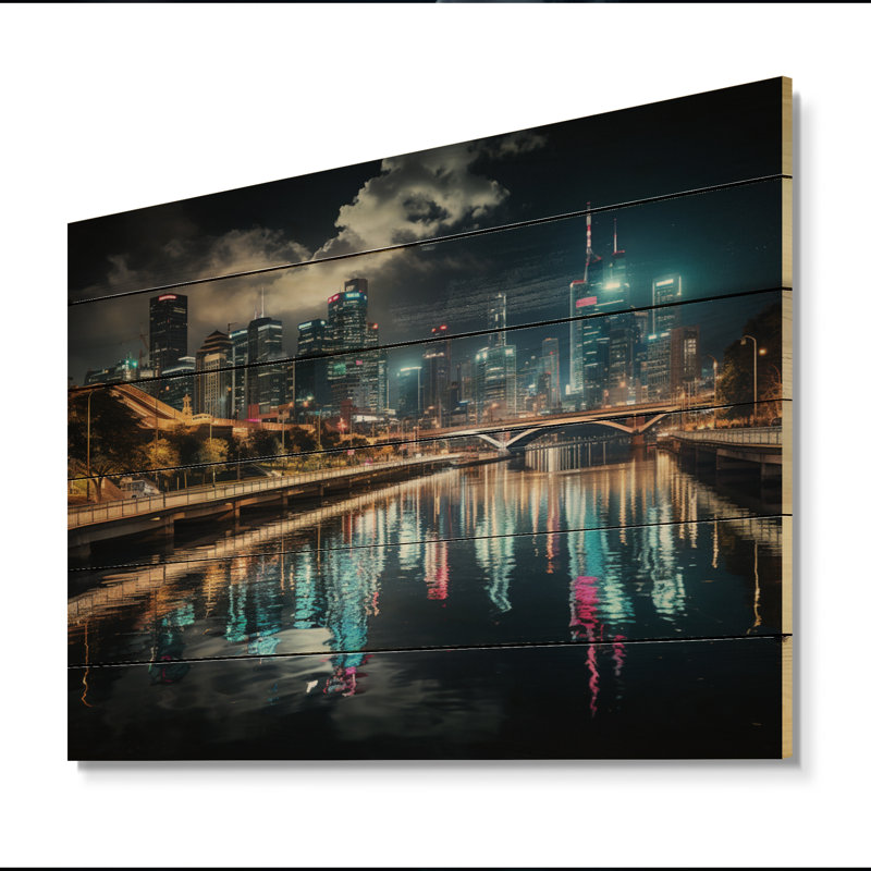 Houston, beau paysage urbain, photo sur bois, H 10 po x l 20 po x P 0,78 po
